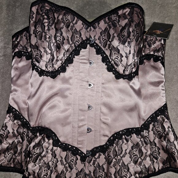 NWT XL Elegant Handmade Lace Over Steel Boned Corset 30" - Picture 3 of 15